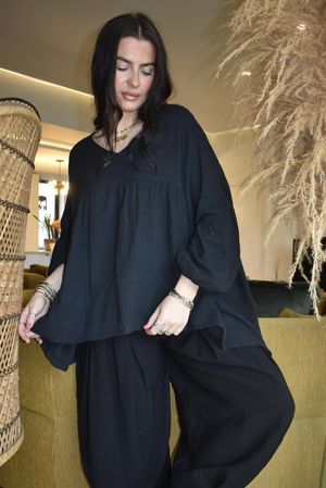 Suri Cushion Cotton Artist Smock Black /20=